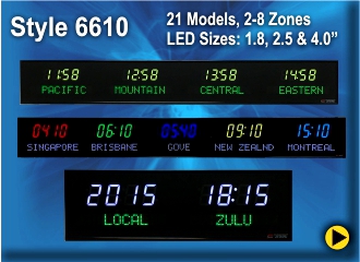 BRG Programmable Time Zone Clock, World Clock, Zulu Clock, Style 6610